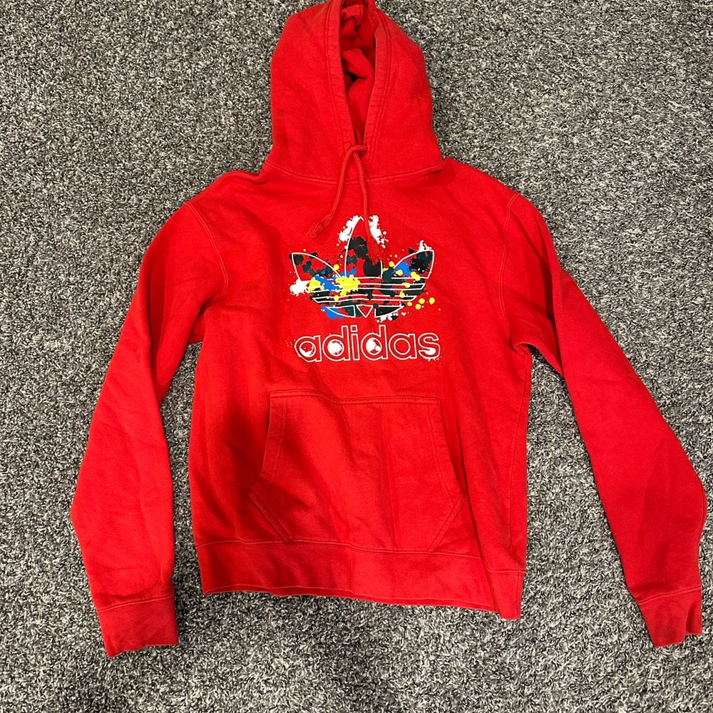 Adidas Bold Red Hoodie; men’s medium